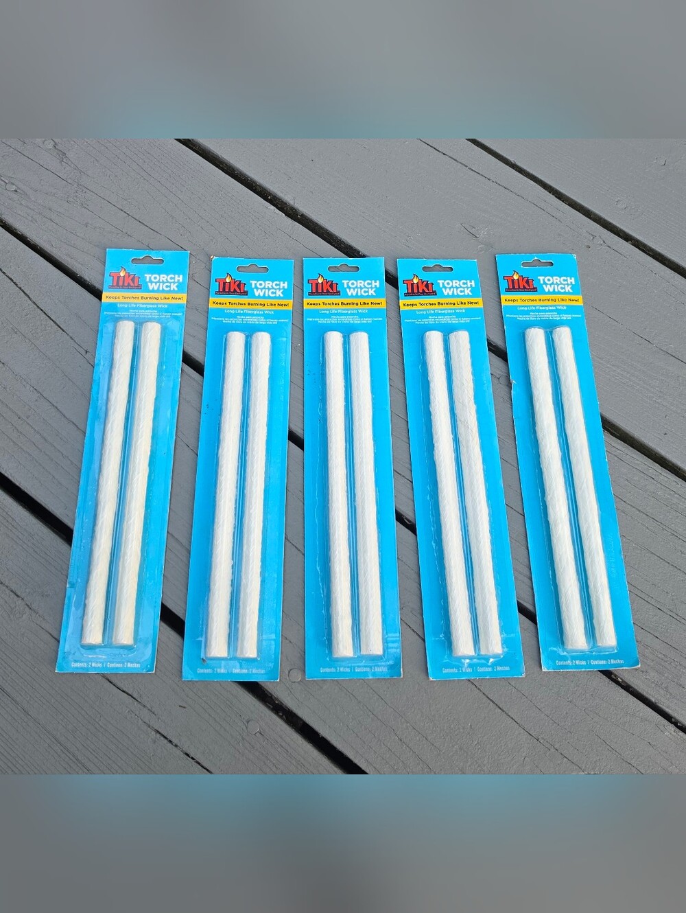 Lot - (5) TIKI Brand 9” Inch Replacement Fiberglass Torch Torches Wicks 2 Packs